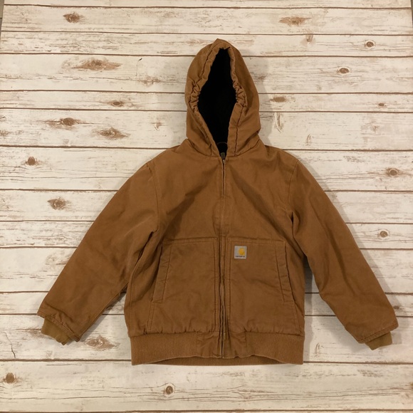 Carhartt Kids Insulated Quilted Canvas Hooded Jacket Size M 10-12 - Picture 1 of 12